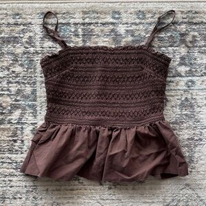 Dynamite Chocolate Brown Smocked Camisole